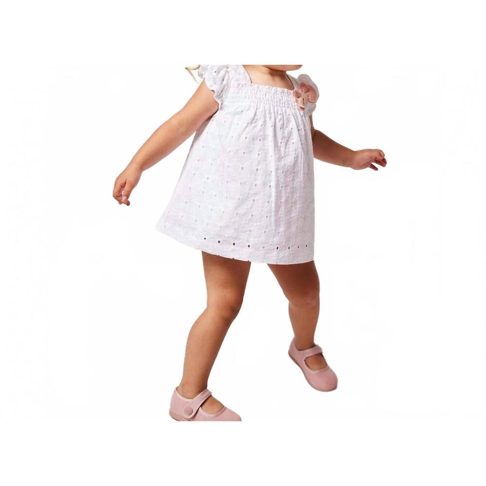 NEW FINA EJERIQUE girl's eyelet dress in white